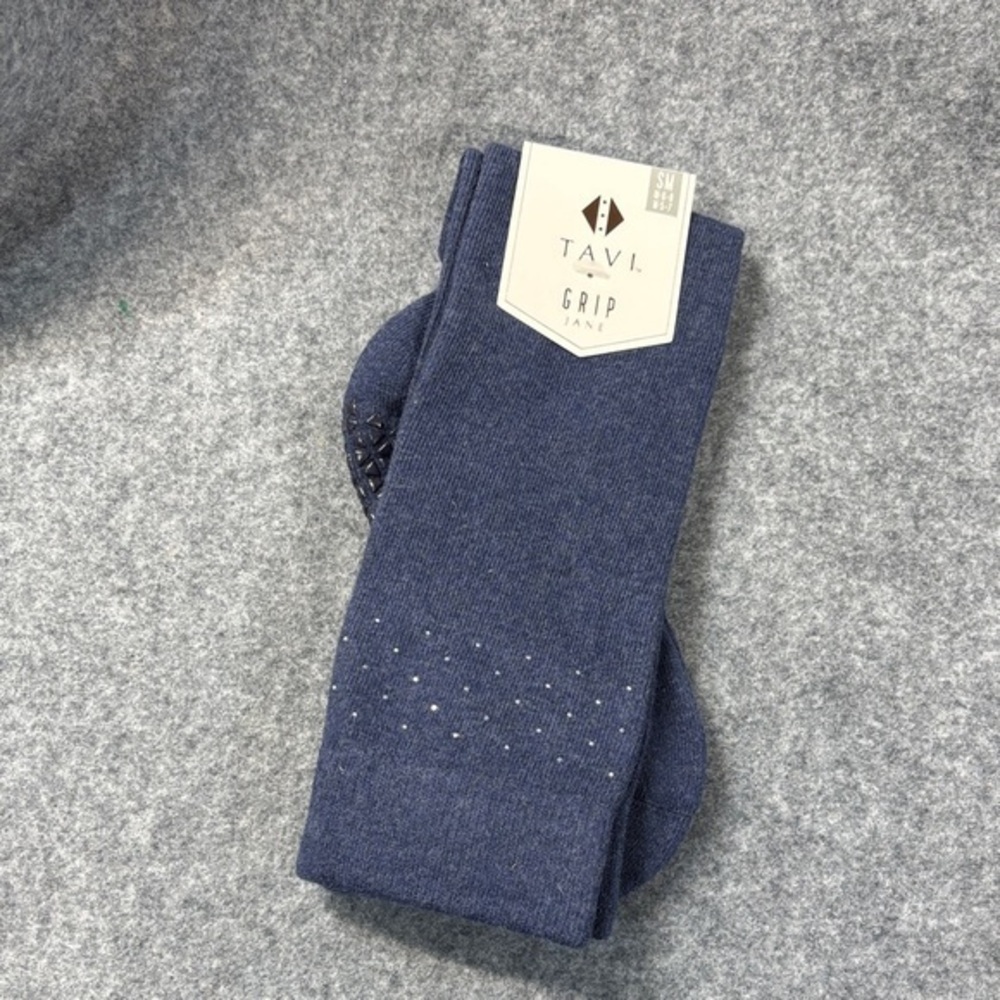 Tavi Grip  Jane non slip grip organic cotton  Socks in Blue small 6-8